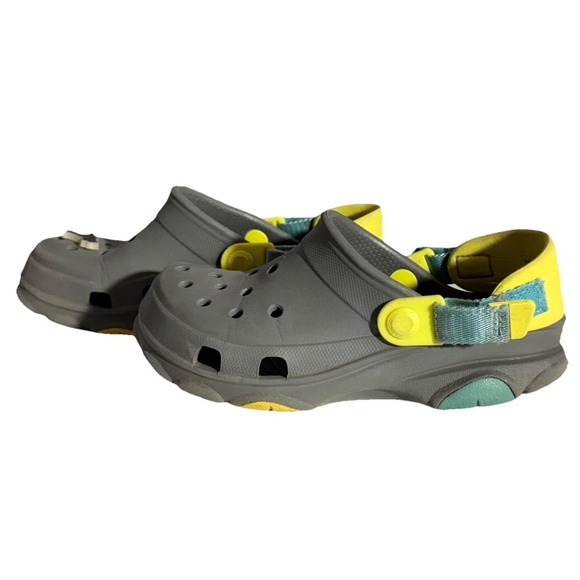 Croc X All Terrain Grey And Yellow Clog Size‎ J2 - Picture 2 of 7
